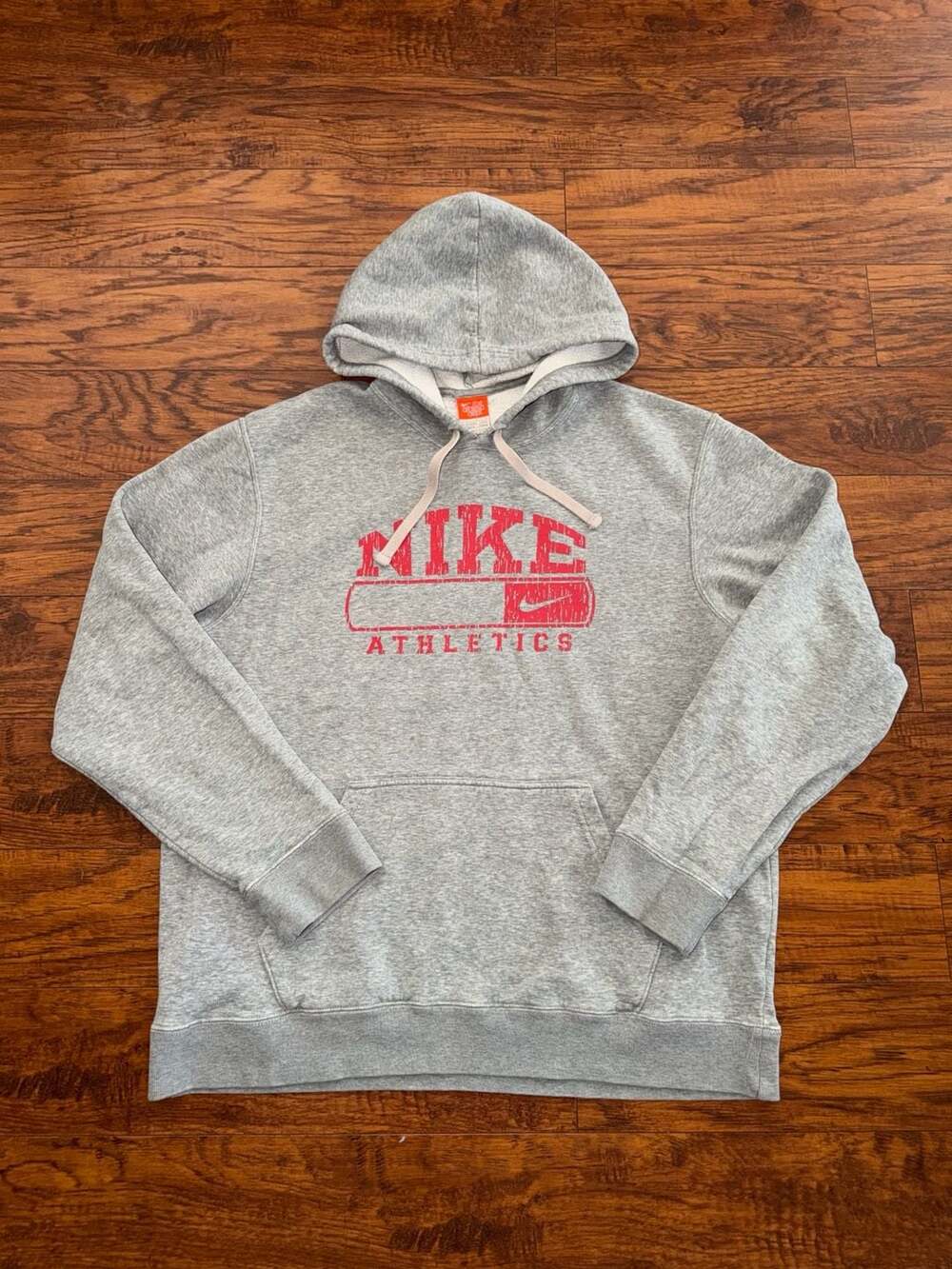 Vintage Nike Athletics Center Logo Gray Pullover Hoodie Sweatshirt